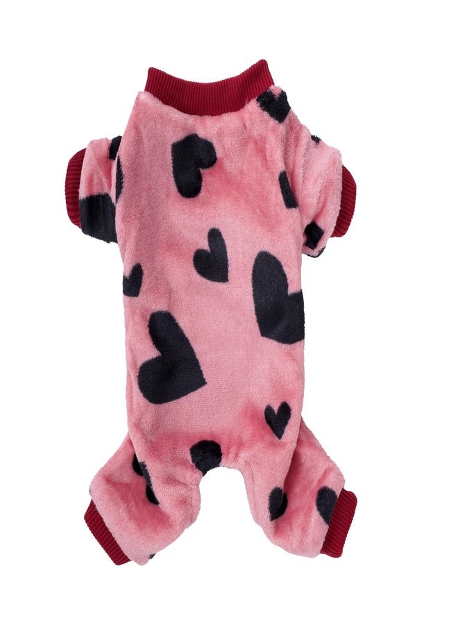 Sucrain Dog Sweaters Love Heart Pink Pajamas Chihuahua Pajamas for Small Dog Clothes for Yorkie Winter Warm Puppy Clothes (Love Heart, Small) - Image 1